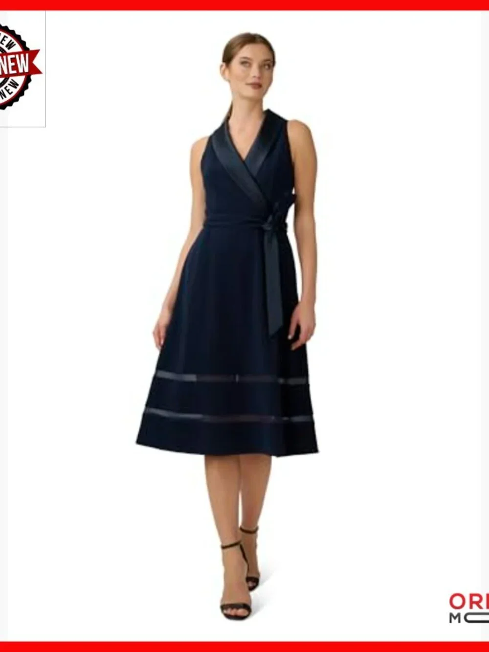 Off Shoulder Knit Crepe Midi Dress with Sheer Insets and Boning